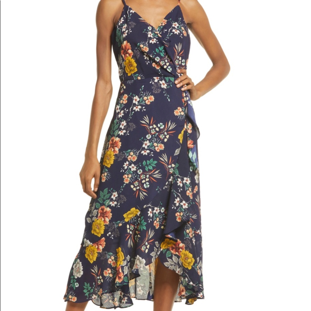 Chelsea28 Faux Wrap Floral MIDI Dress